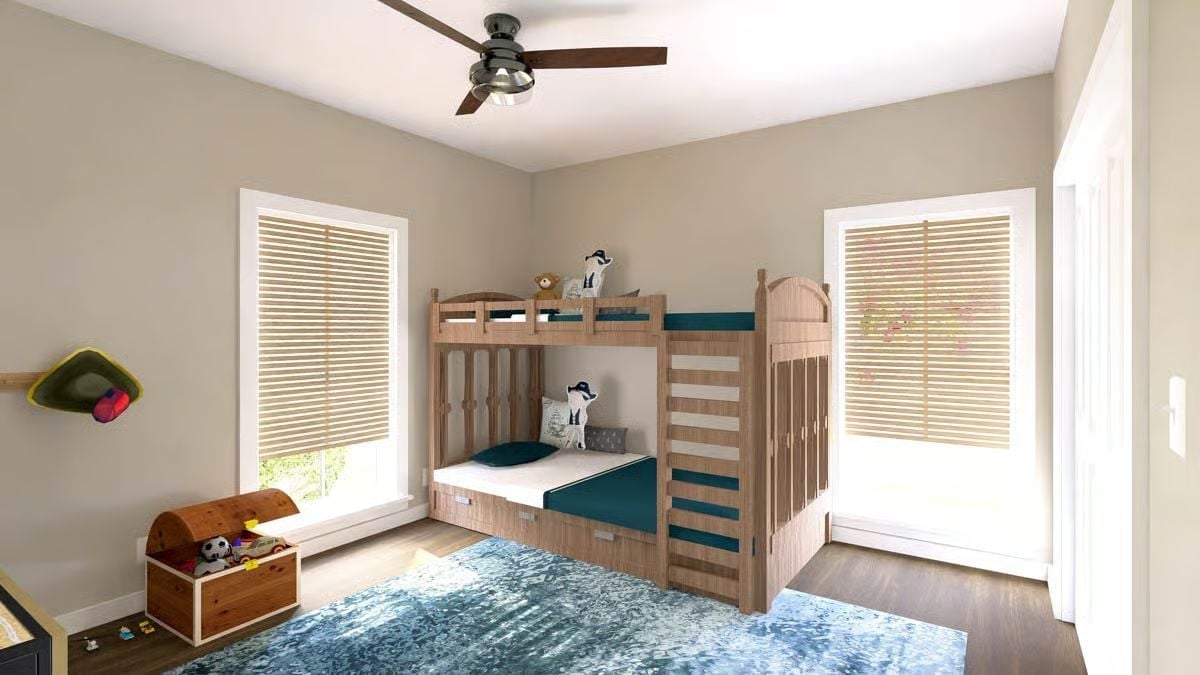 Bunk Beds, Teal Bedding, and a Treasure Chest That Sets the Whole Tone