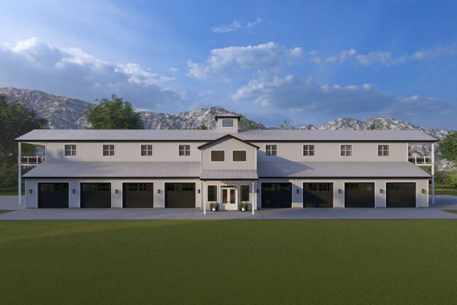 The Brigham Hall 8-Bedroom Barndominium Duplex with 8-Car Garage Designed for Families with In-Laws Who Might Be Moving In Whether You Like It or Not (Floor Plan)