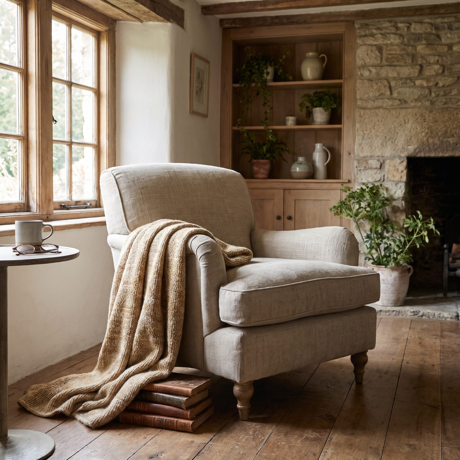 Throw Blankets Draped Over Chairs