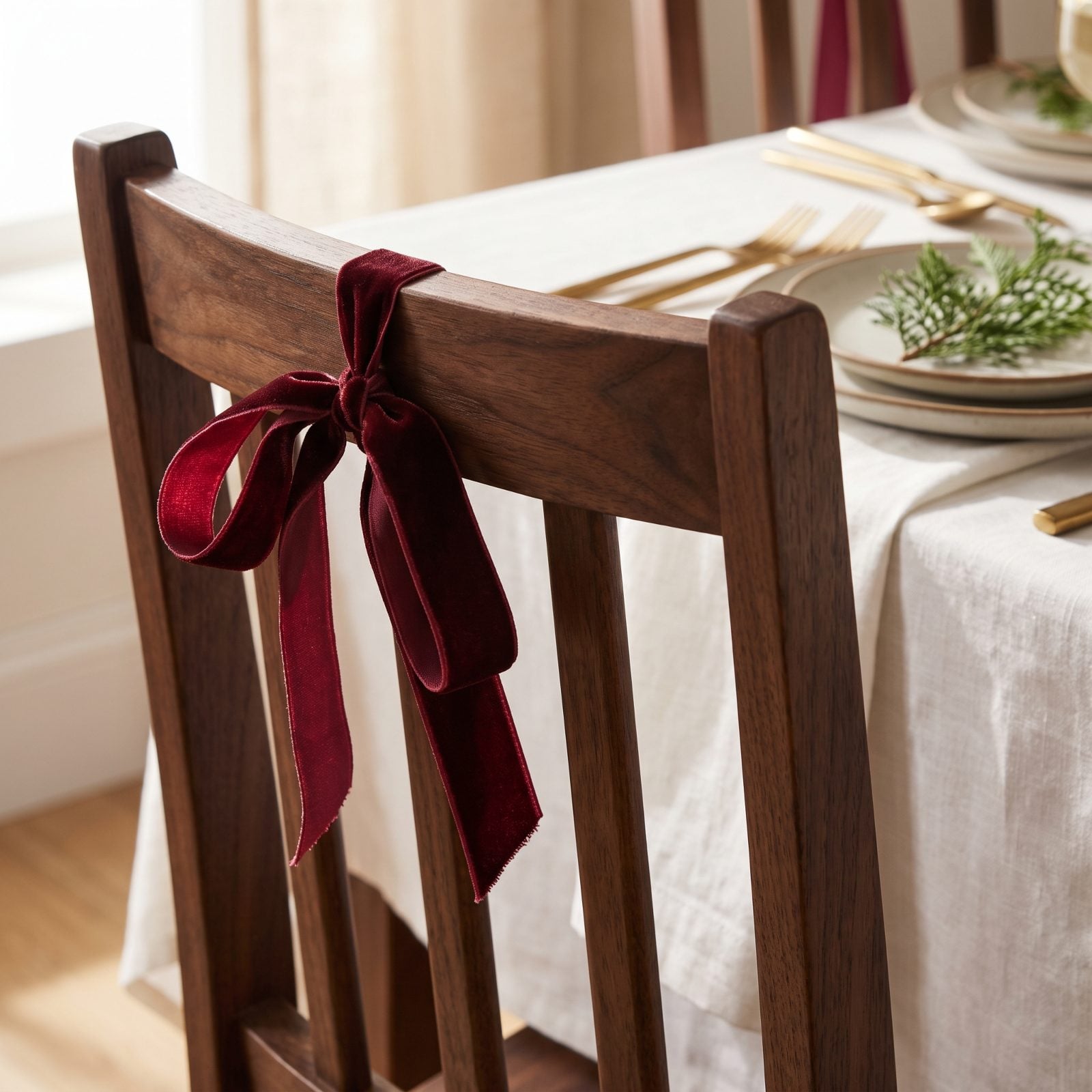 Tie Narrow Velvet Ribbon Around Your Dining Chair Backs