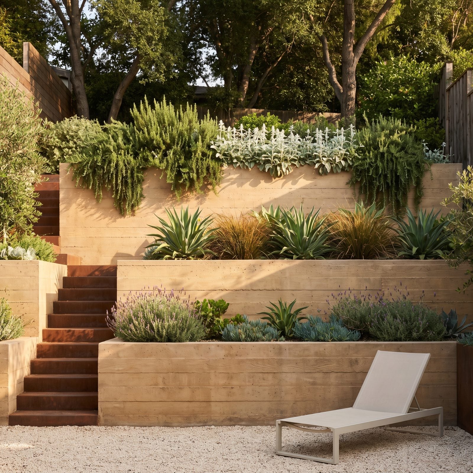 Tiered Planter Retaining Wall