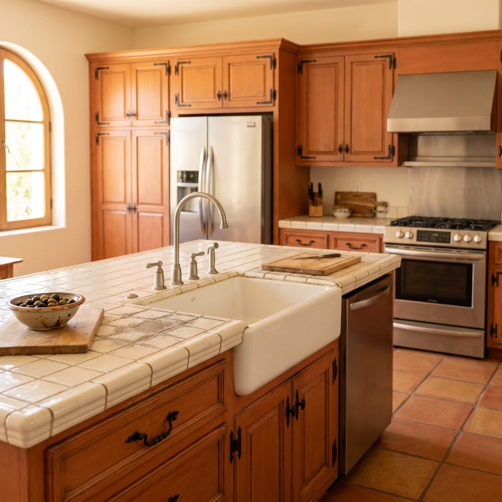 Tile Countertops with Grout Lines Stained for Good