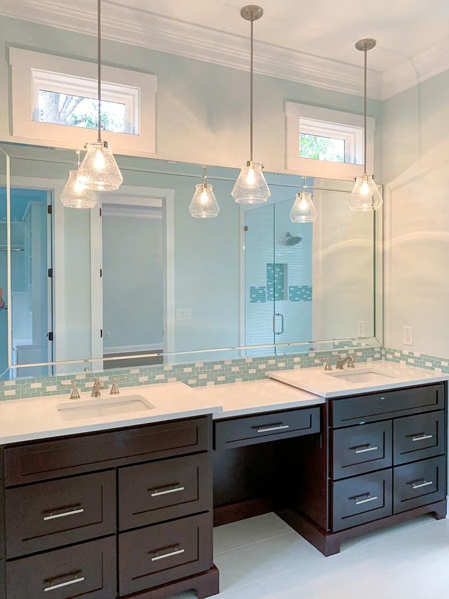 Pendant Lights Over a Double Vanity Pull Off Something Most Bathrooms Can't