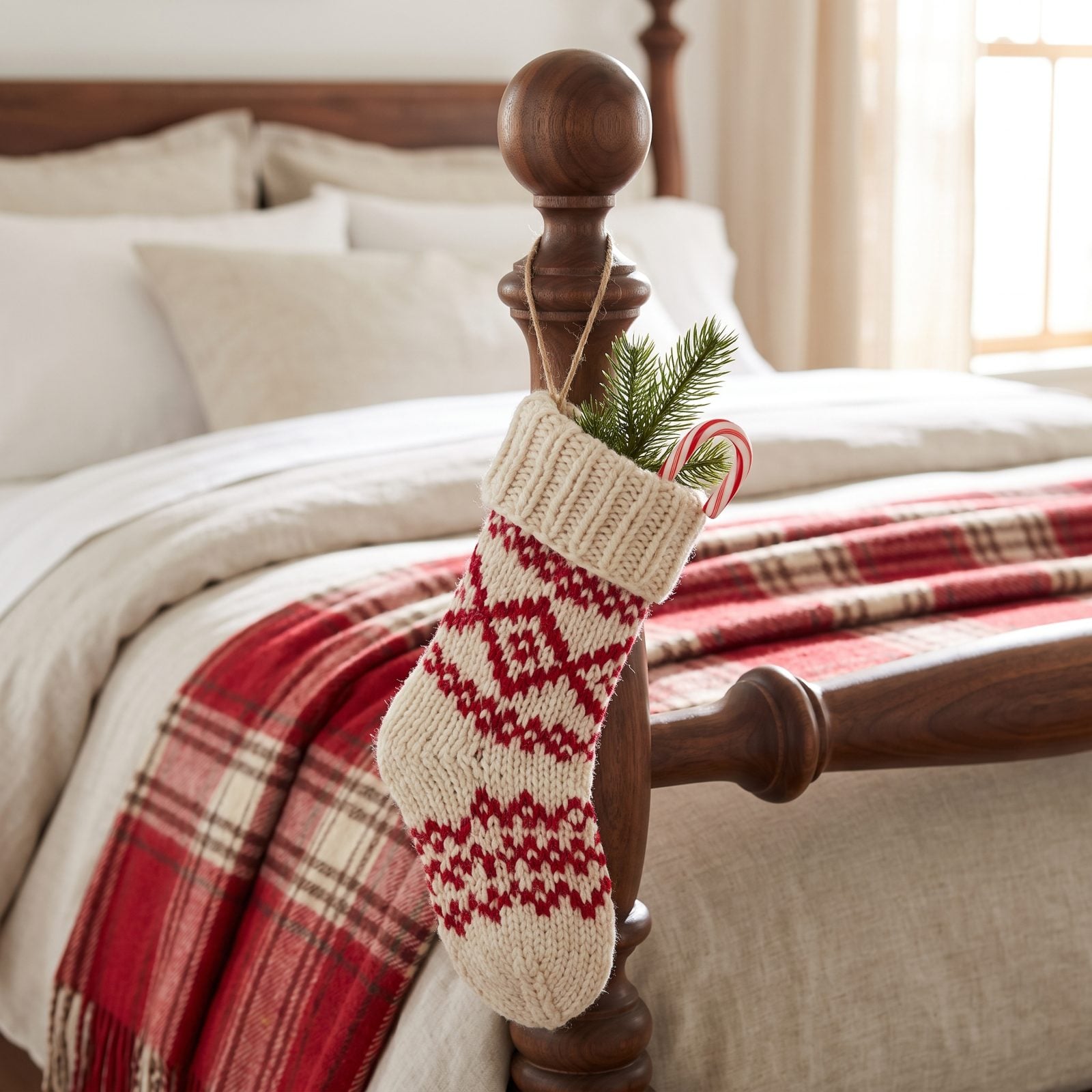 A Tiny Stocking Hung from a Bedpost