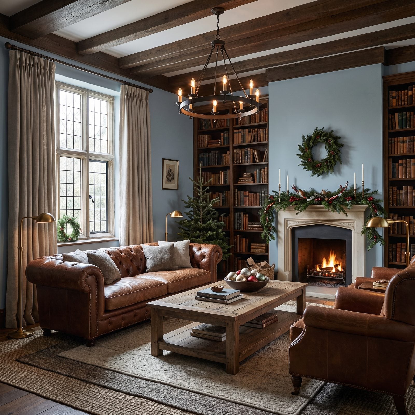 Tobacco Brown and Frost Blue: A Masculine, Wintry Christmas Study