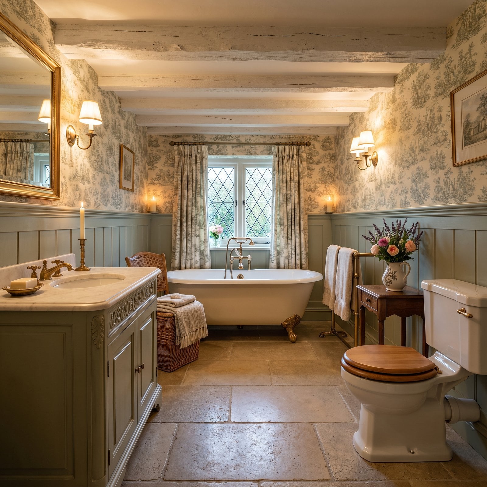 Toile, Limestone and Brass in a French Country Retreat