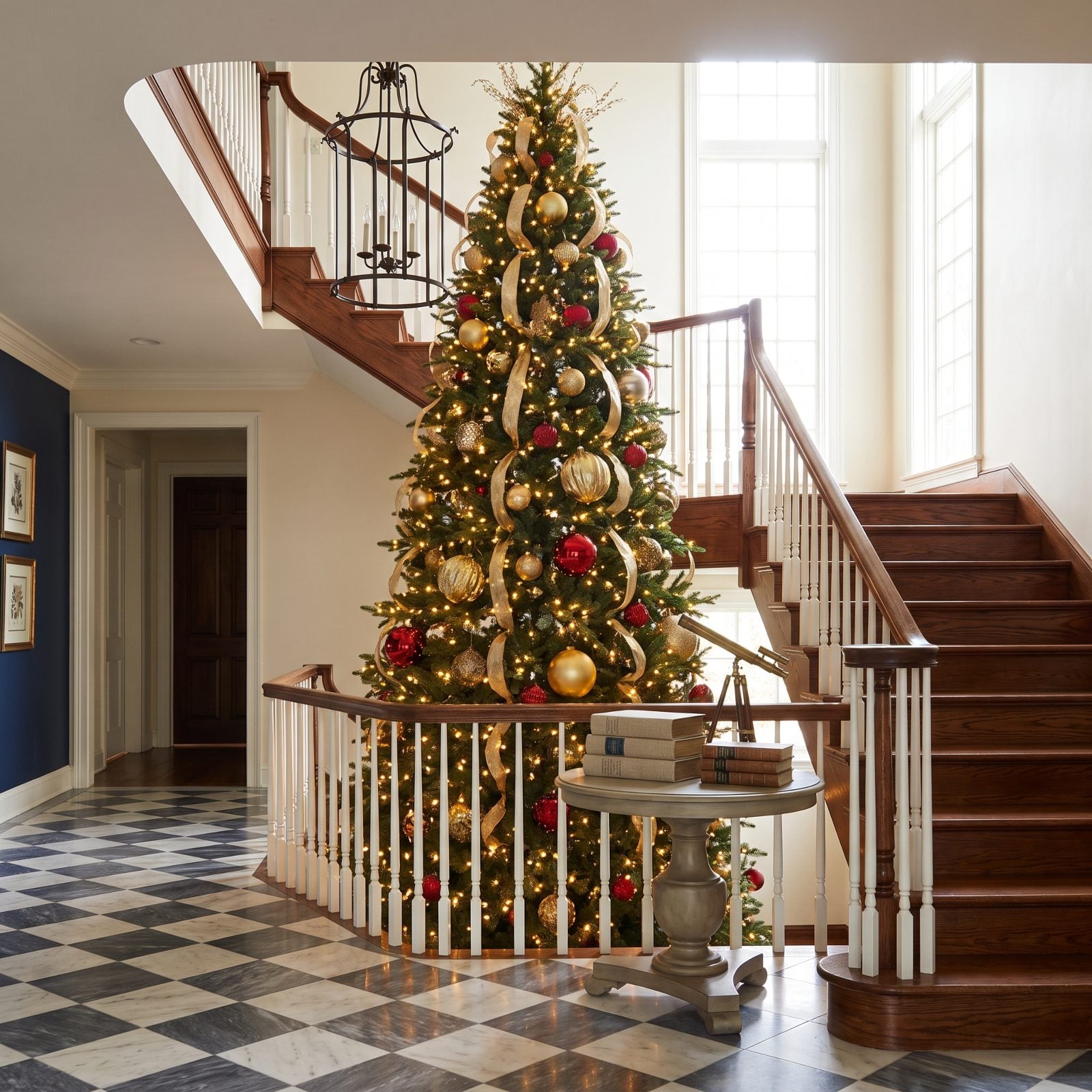 A Towering Tree Rising Through an Open Stairwell