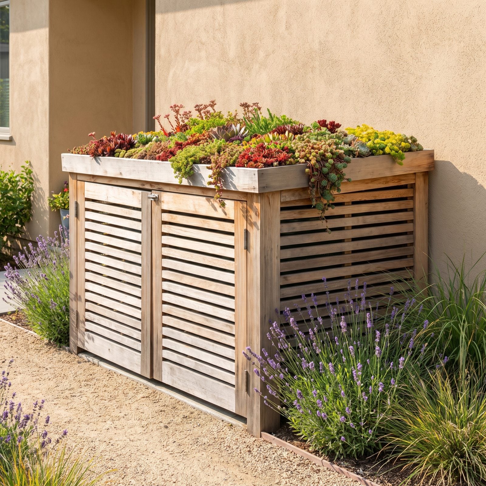 The Trash-Bin Enclosure With a Green Roof You'll Forget Is There