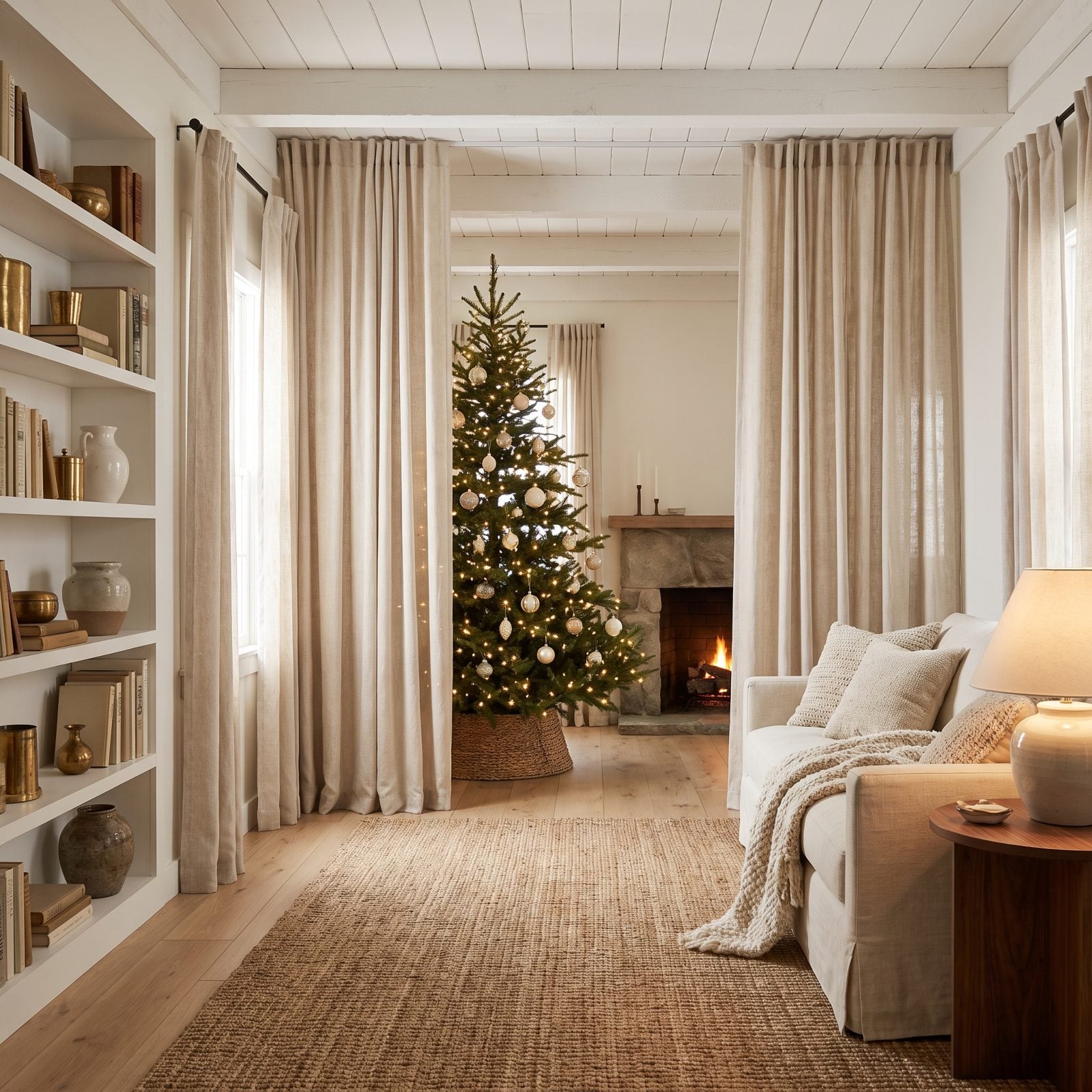 The Tree Framed by Full-Length Curtains