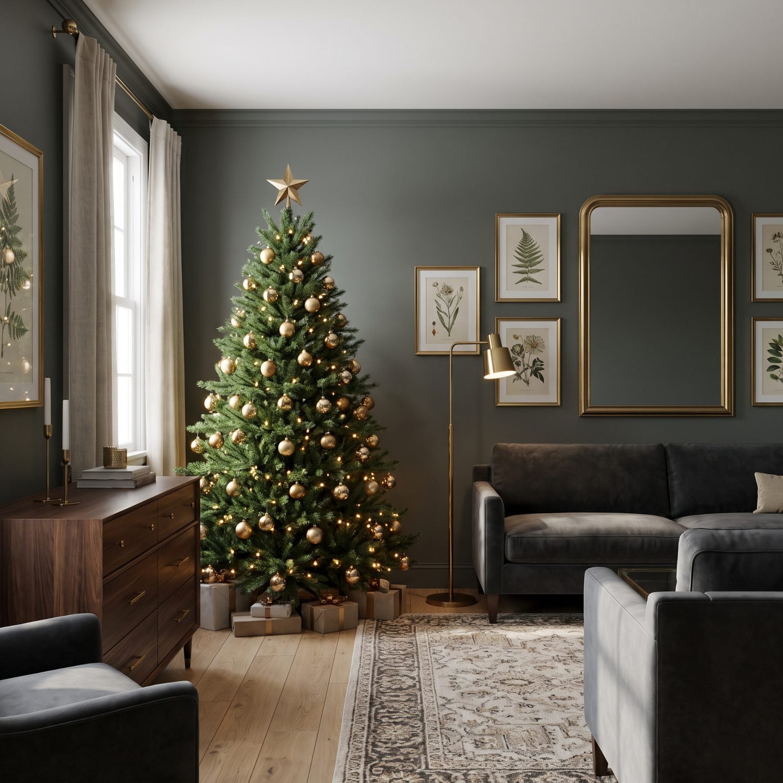 The Tree That Repeats the Room's Brass Finishes