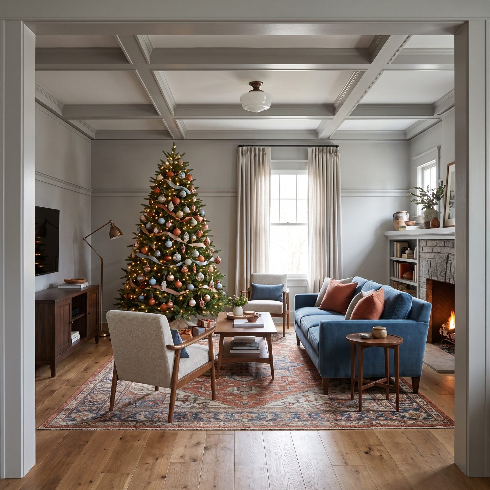 The Tree Styled to Echo the Room's Existing Colors