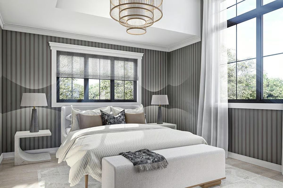 Striped Walls, Gold Rings, and Bedding That Knows When to Stop