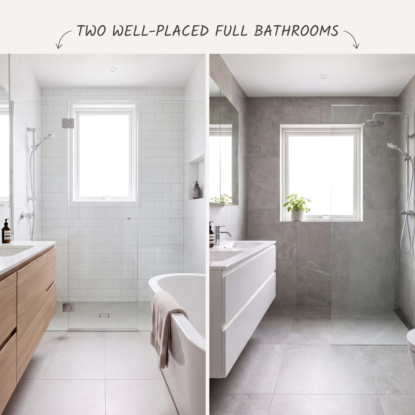 Two Well-Placed Full Bathrooms