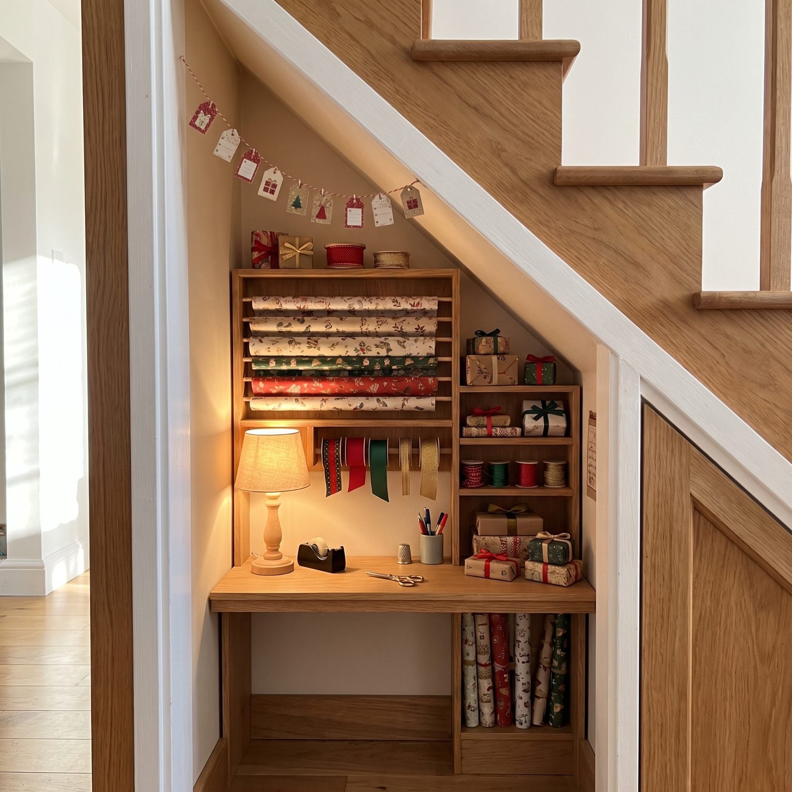 An Under-Stair Alcove Staged as a Miniature Gift Room