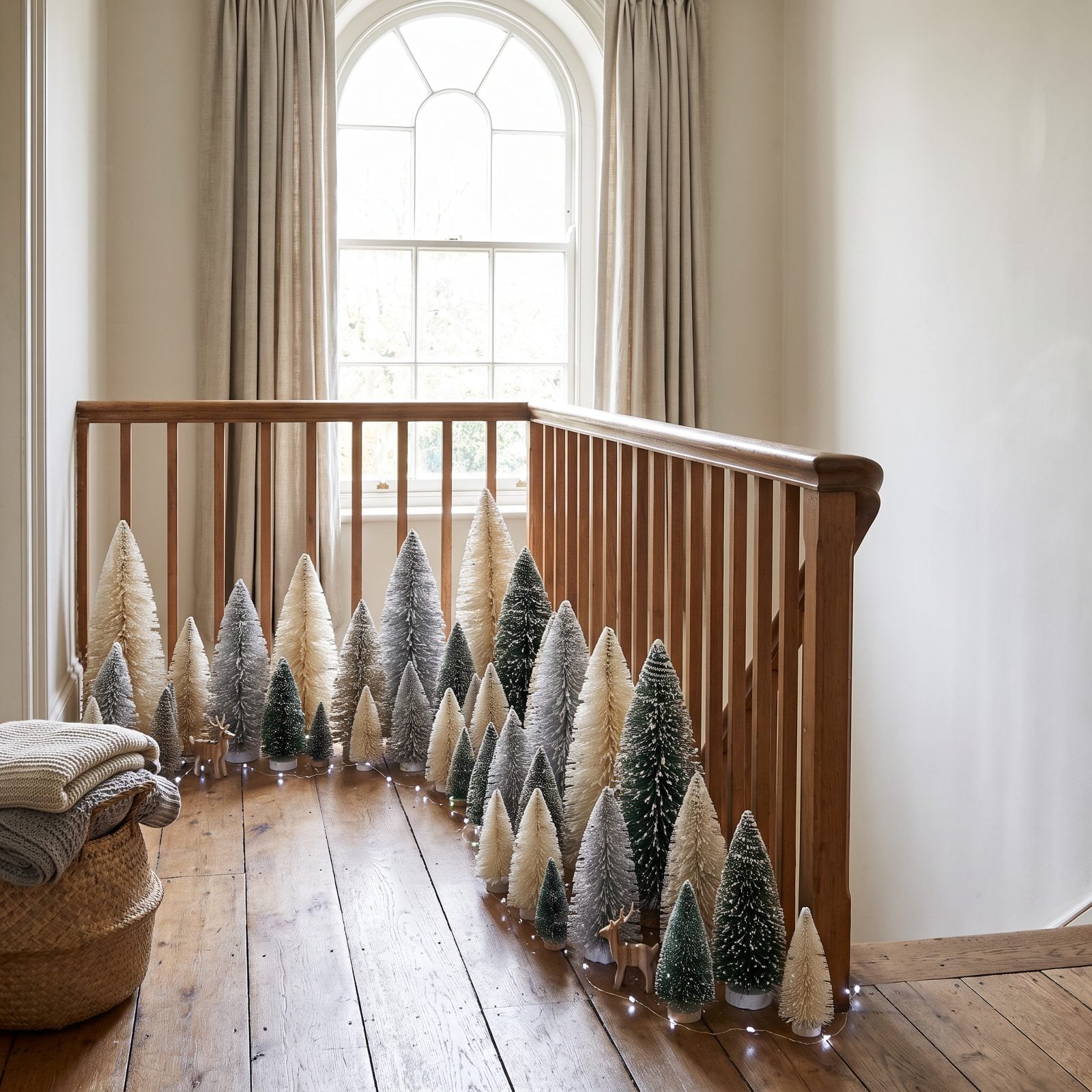 An Upstairs Landing with a Miniature Snowy Forest
