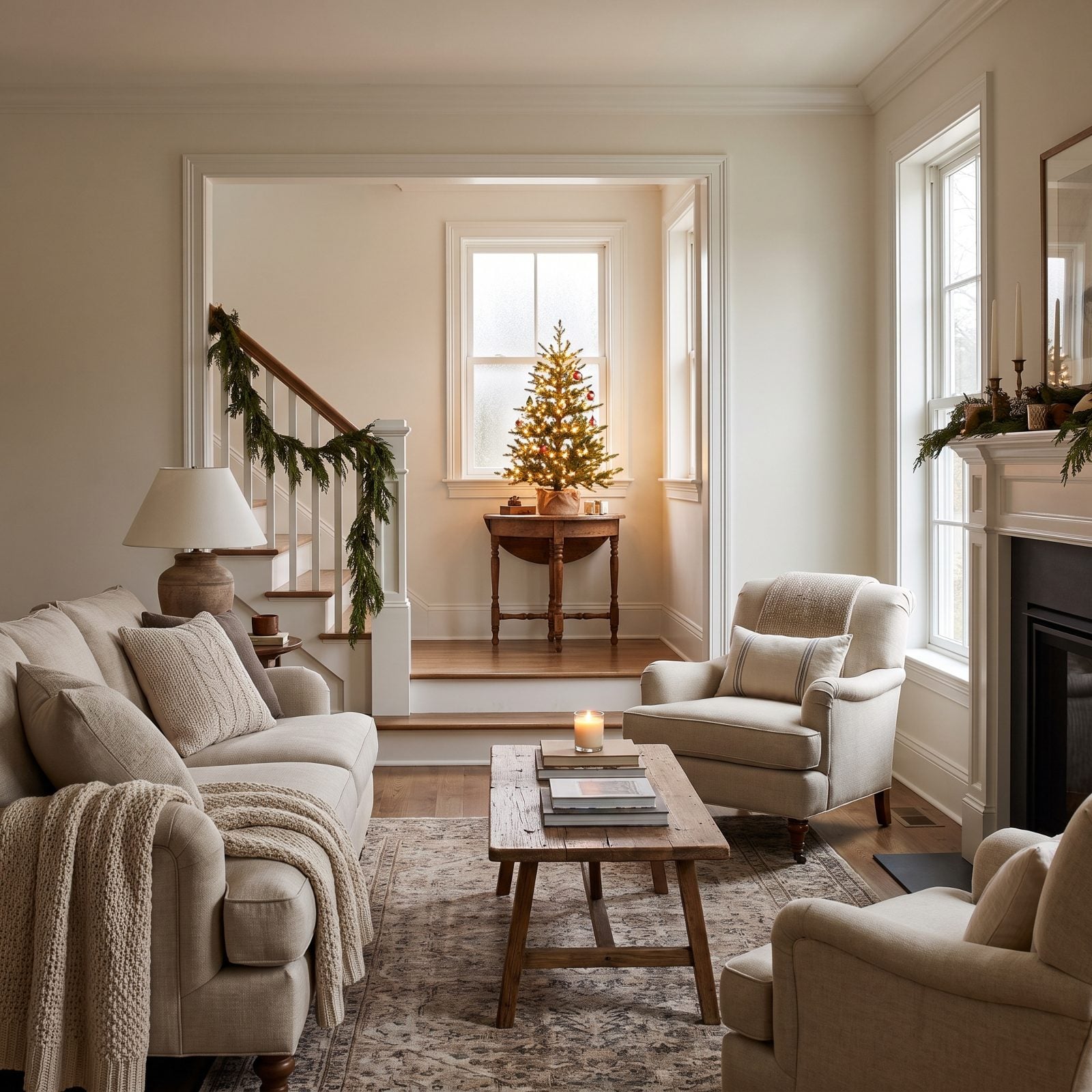 The Upstairs Landing With a Tabletop Tree Nobody Expects