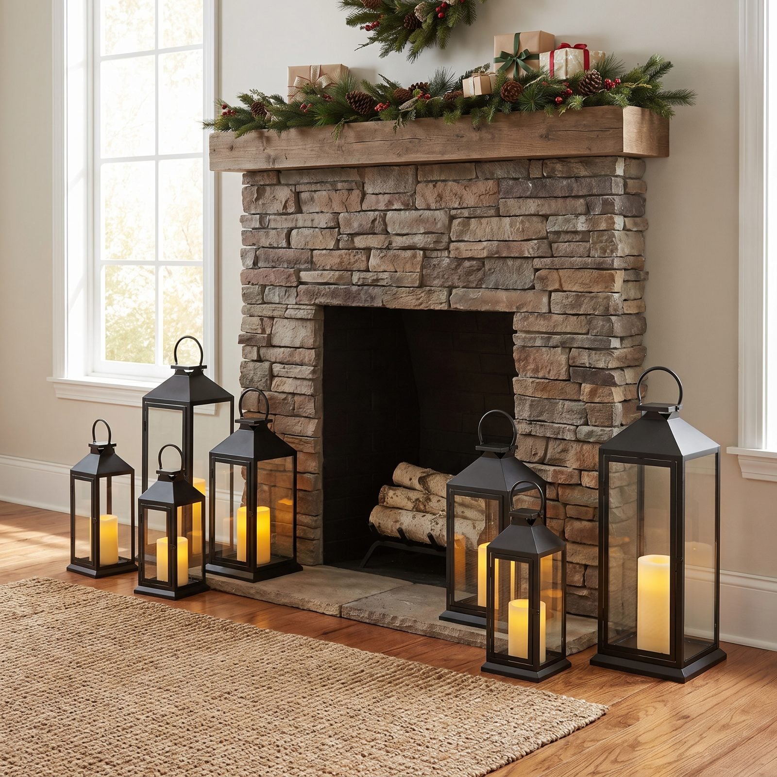Use a Cluster of Floor Lanterns to Widen the Hearth Zone