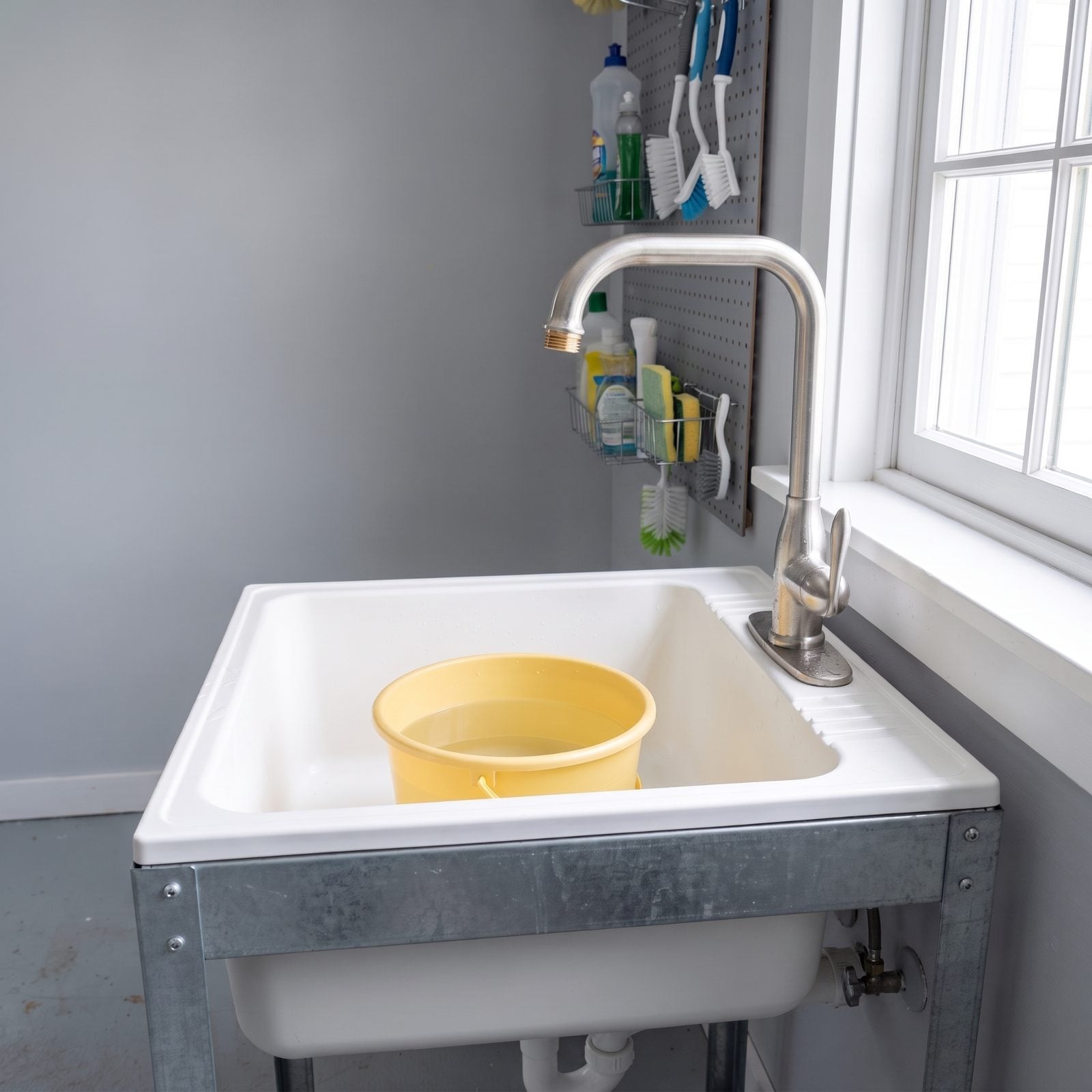A Utility-Sink Faucet With Hose Threads for Filling and Rinsing
