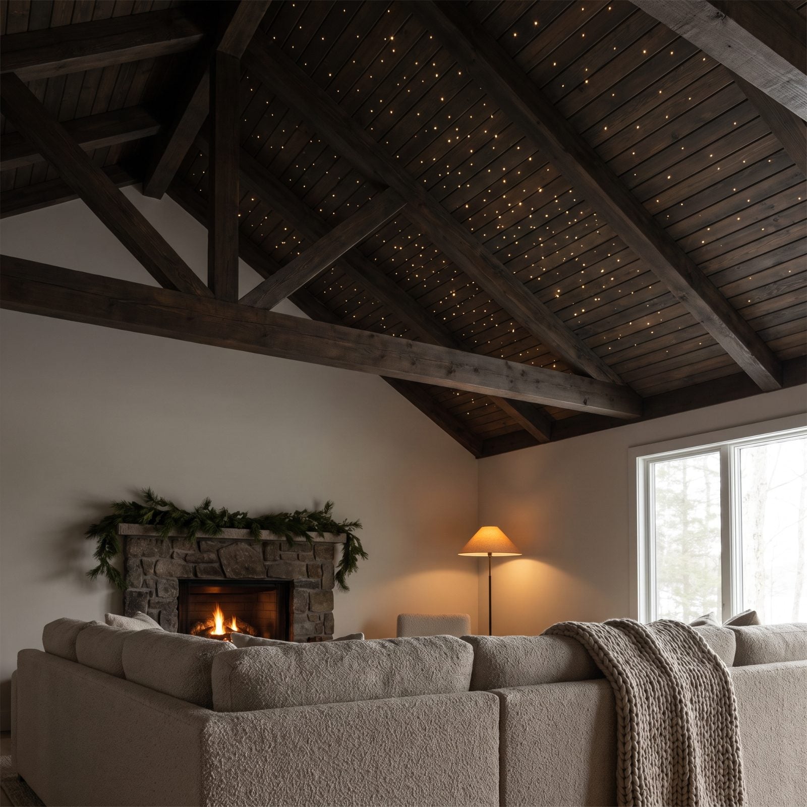 A Vaulted Room with Projected Moving Starlight