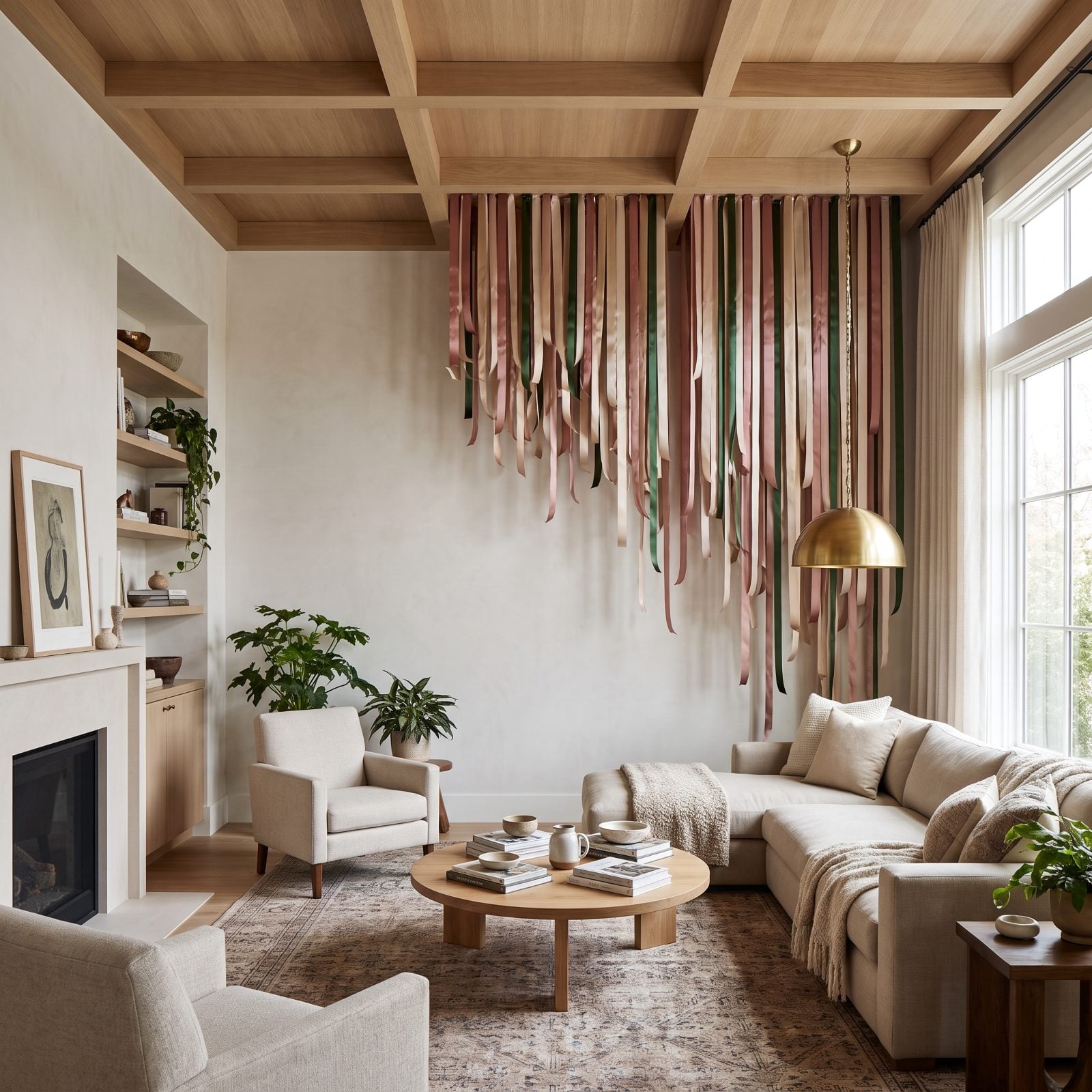 A Vertical Ribbon Cascade That Pulls the Ceiling Up