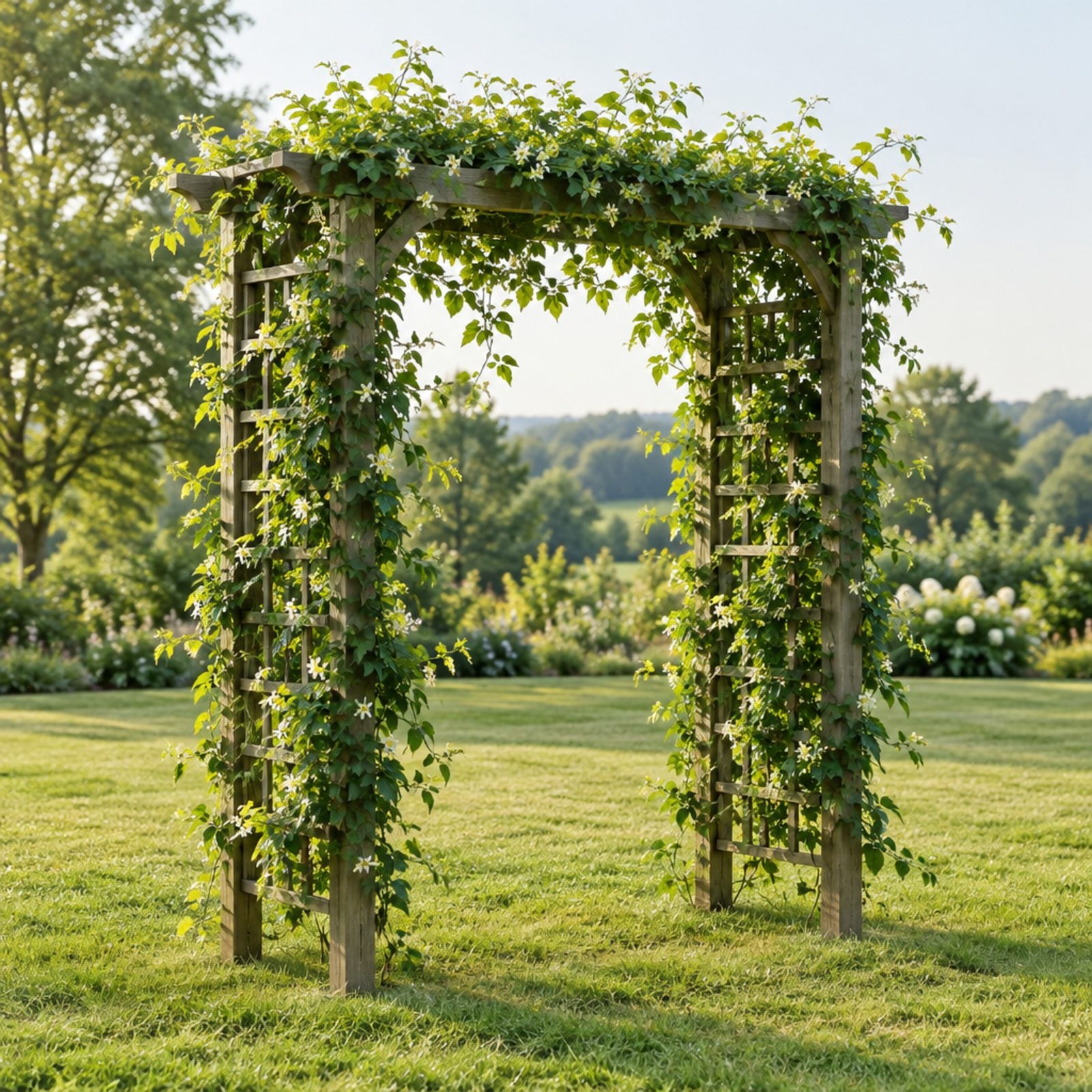 A Vine-Covered Freestanding Trellis