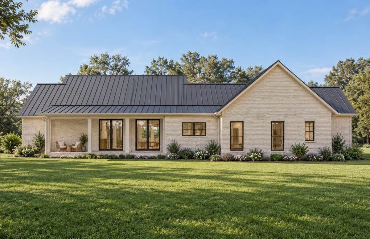 Whitewashed Brick, Black Metal Roof, and a Porch That Actually Gets Used