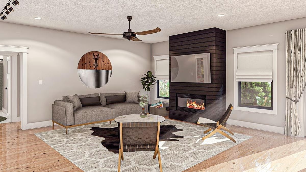 Dark Shiplap Fireplace Wall That Pulls the Whole Room Into Focus