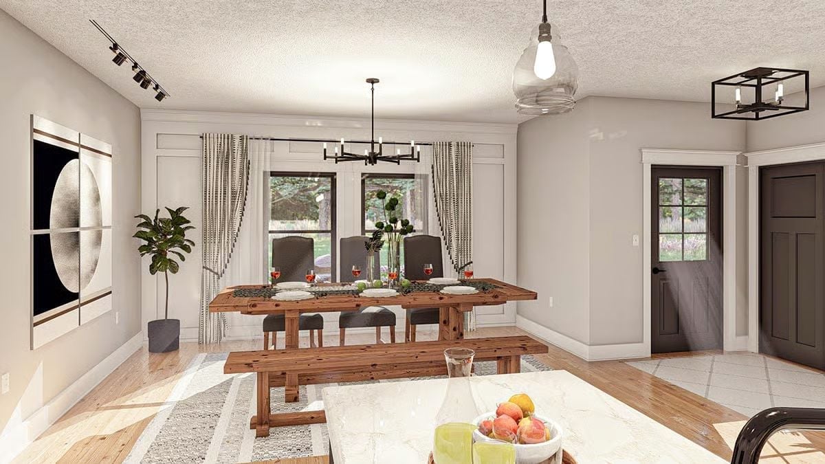 Rustic Trestle Table in a Room That Knows Exactly What It Wants to Be
