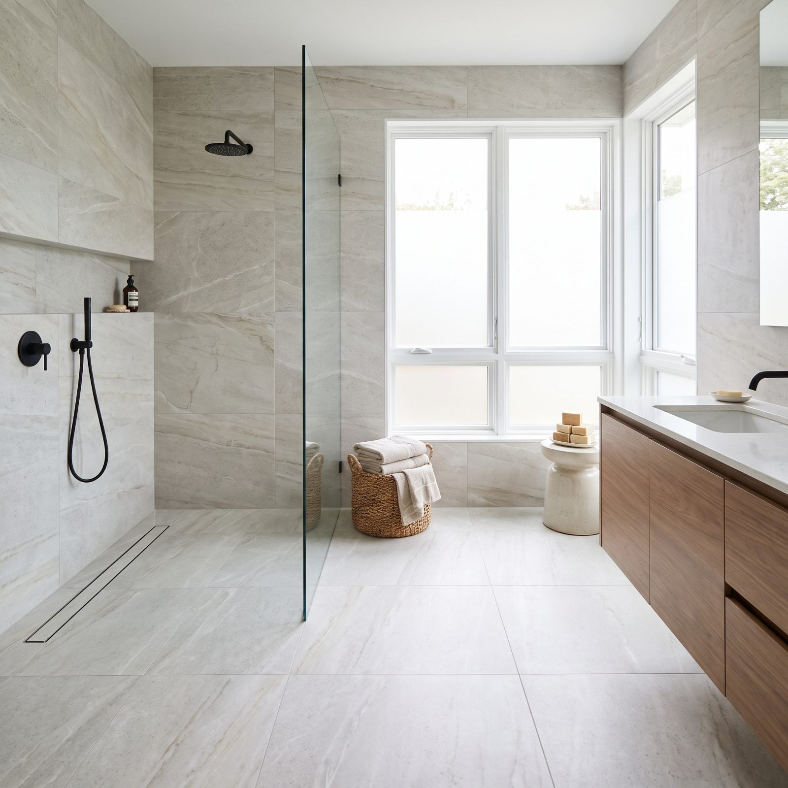 A Walk-In Shower That Ditches the Bulky Tub