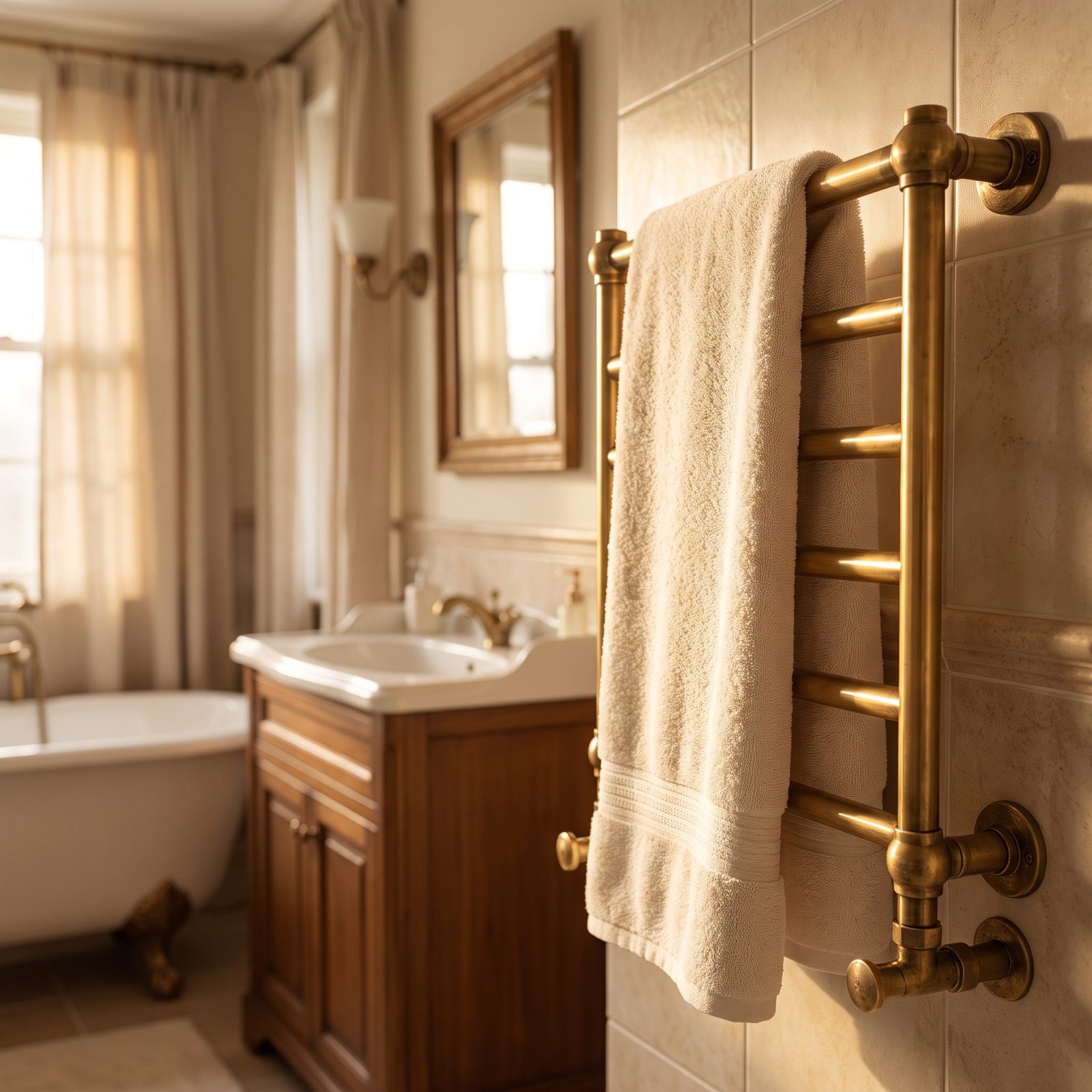 A Wall-Mounted Towel Warmer