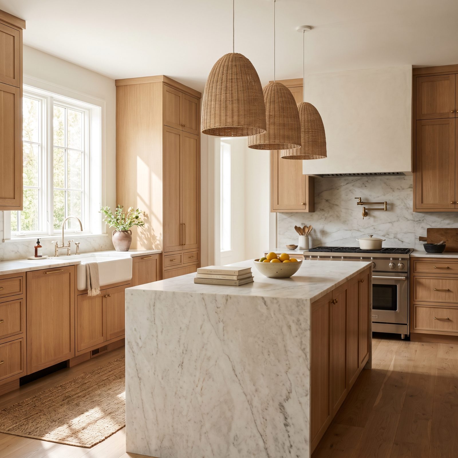 Warm Natural-Wood Cabinetry