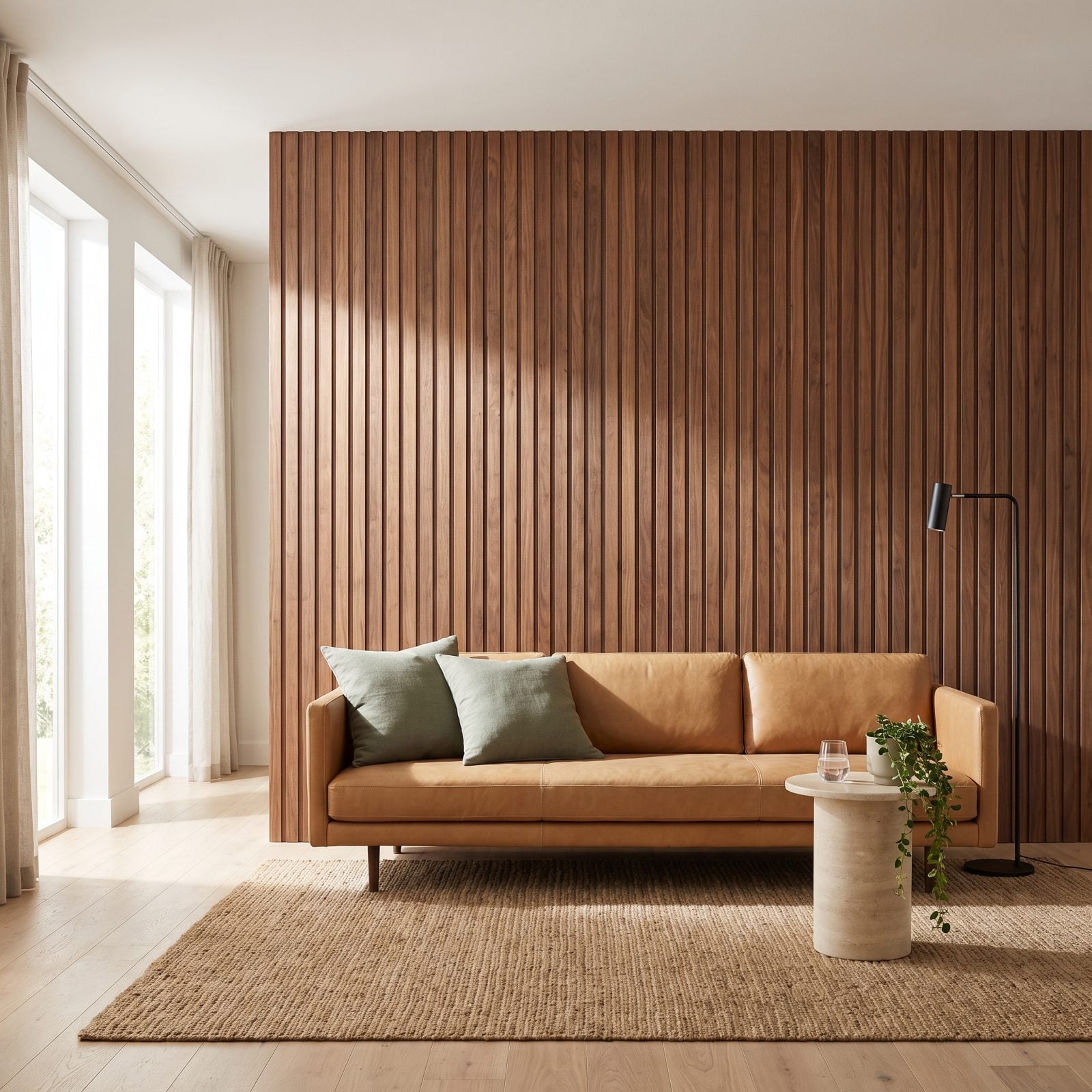 Warm Stained-Wood Wall Paneling