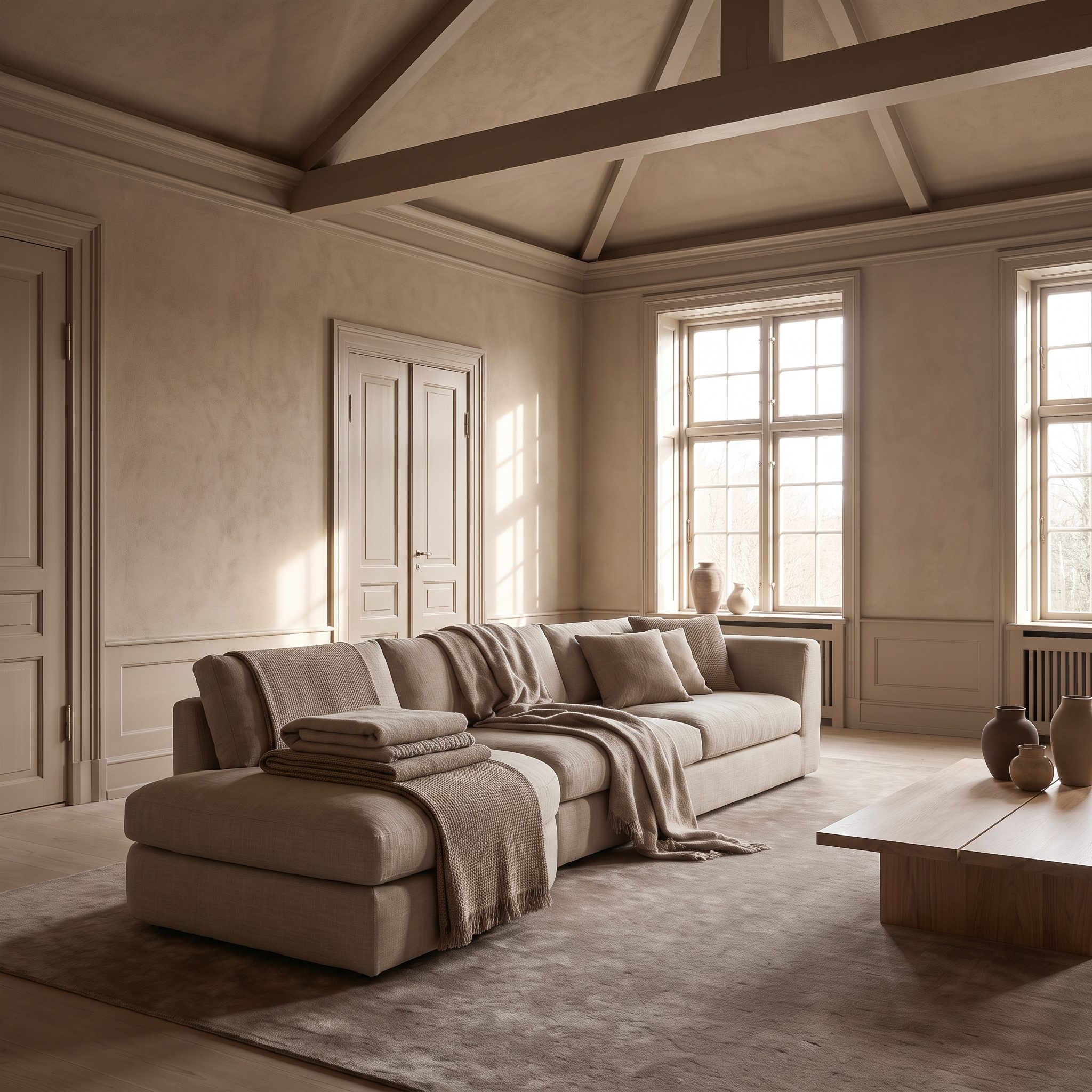 Warm Taupe Living Room, A Neutral Shows Color Drenching Doesn't Have to Be Dark