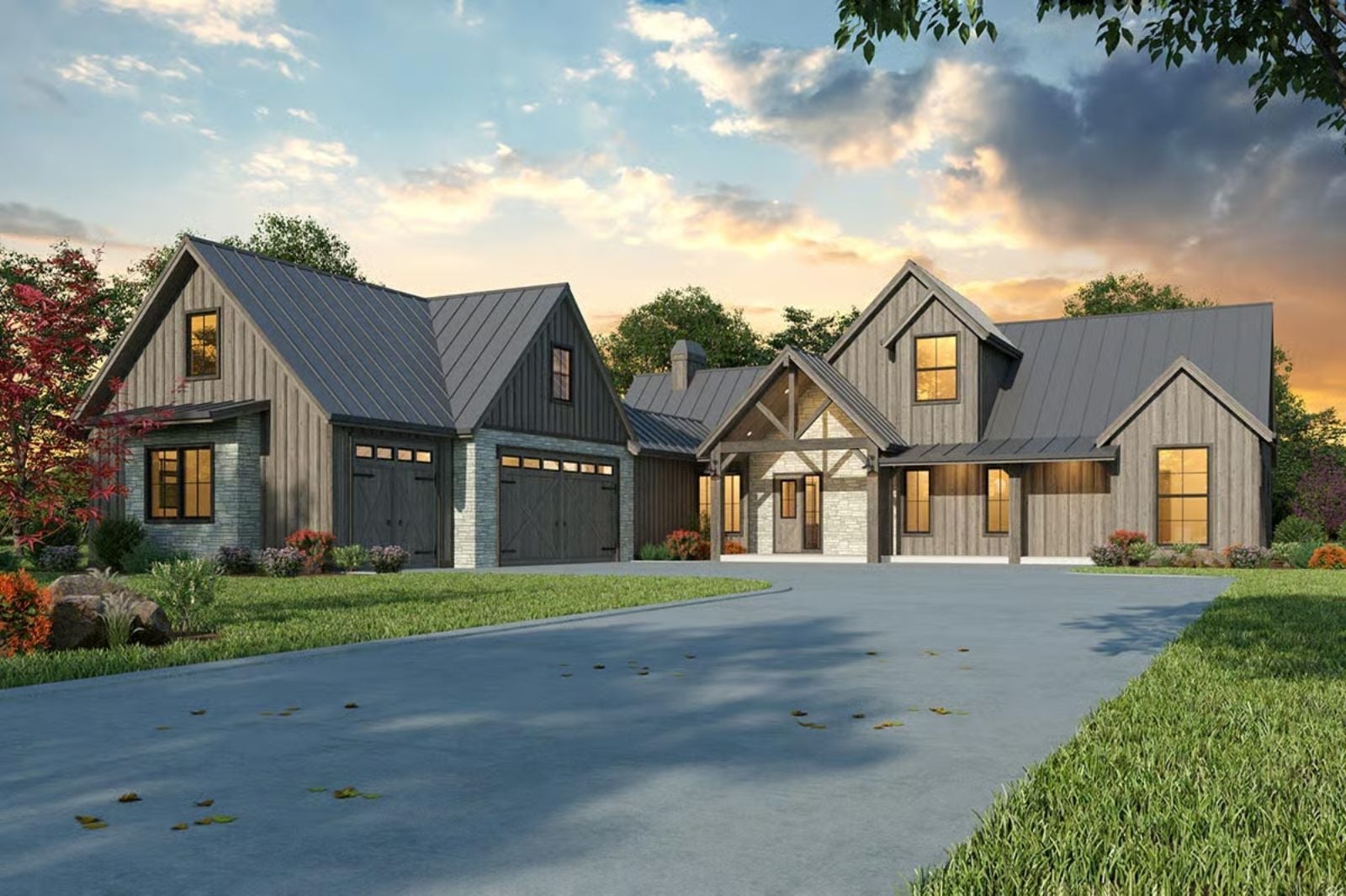 Weathered Oak 4-Bedroom Rustic Craftsman House Plan with Flex Space (2,652 Sq. Ft. Floor Plan)