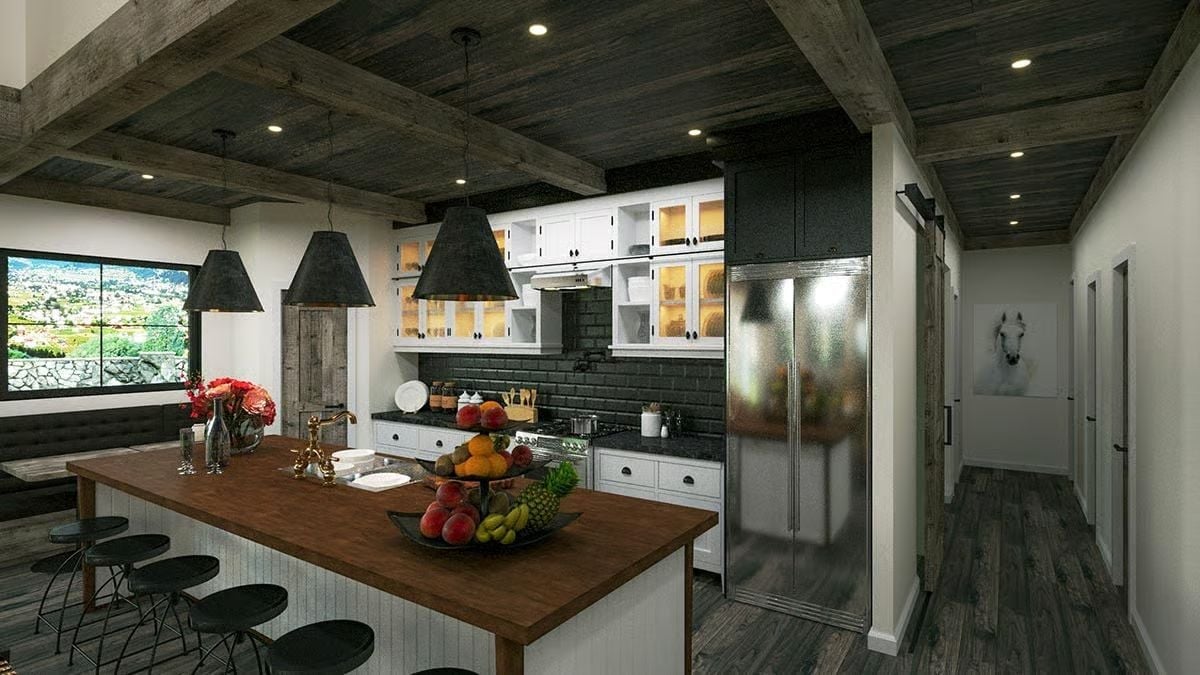 Dark Subway Tile and a Butcher Block Island Built for Serious Cooks