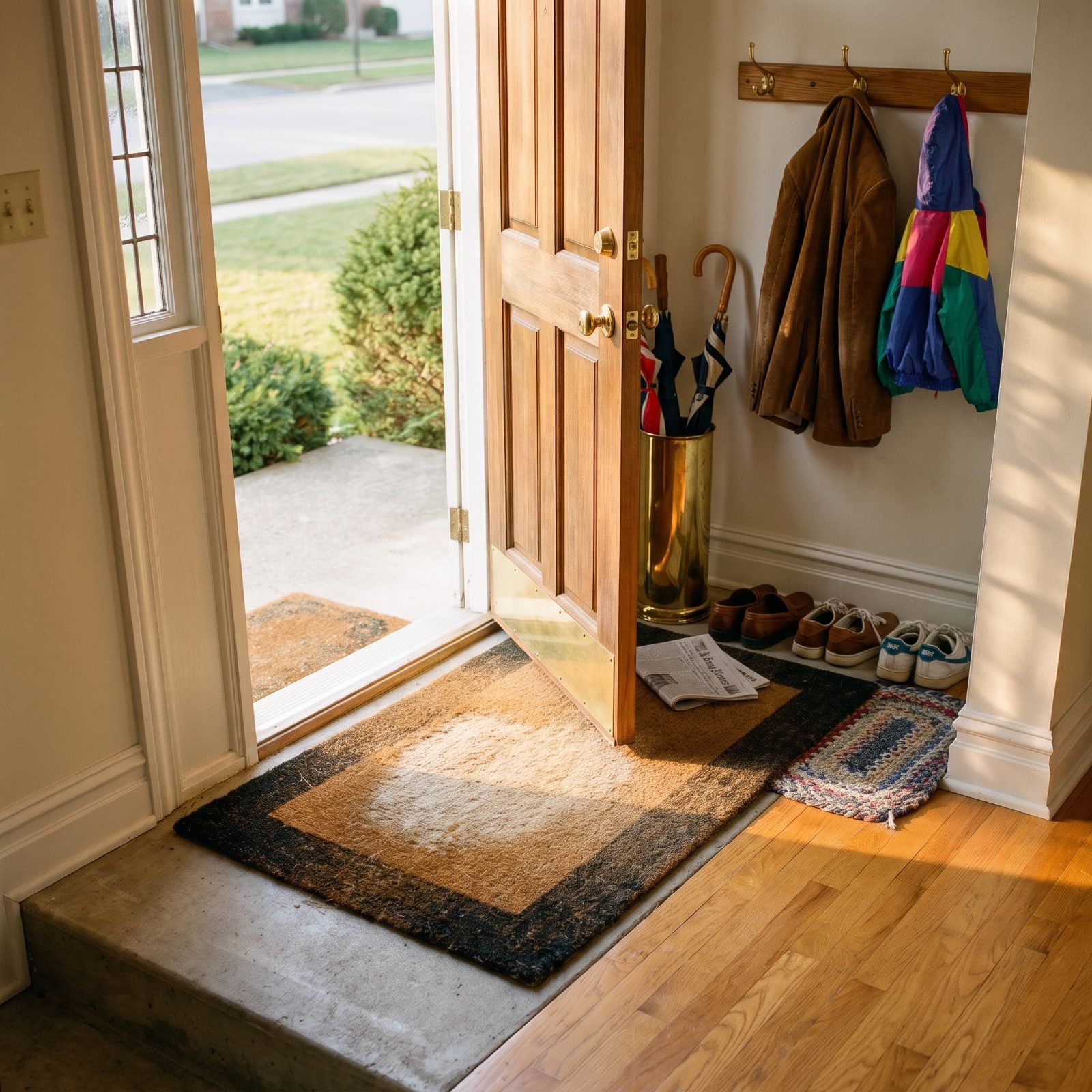The Welcome Mat Worn Soft at the Front Door