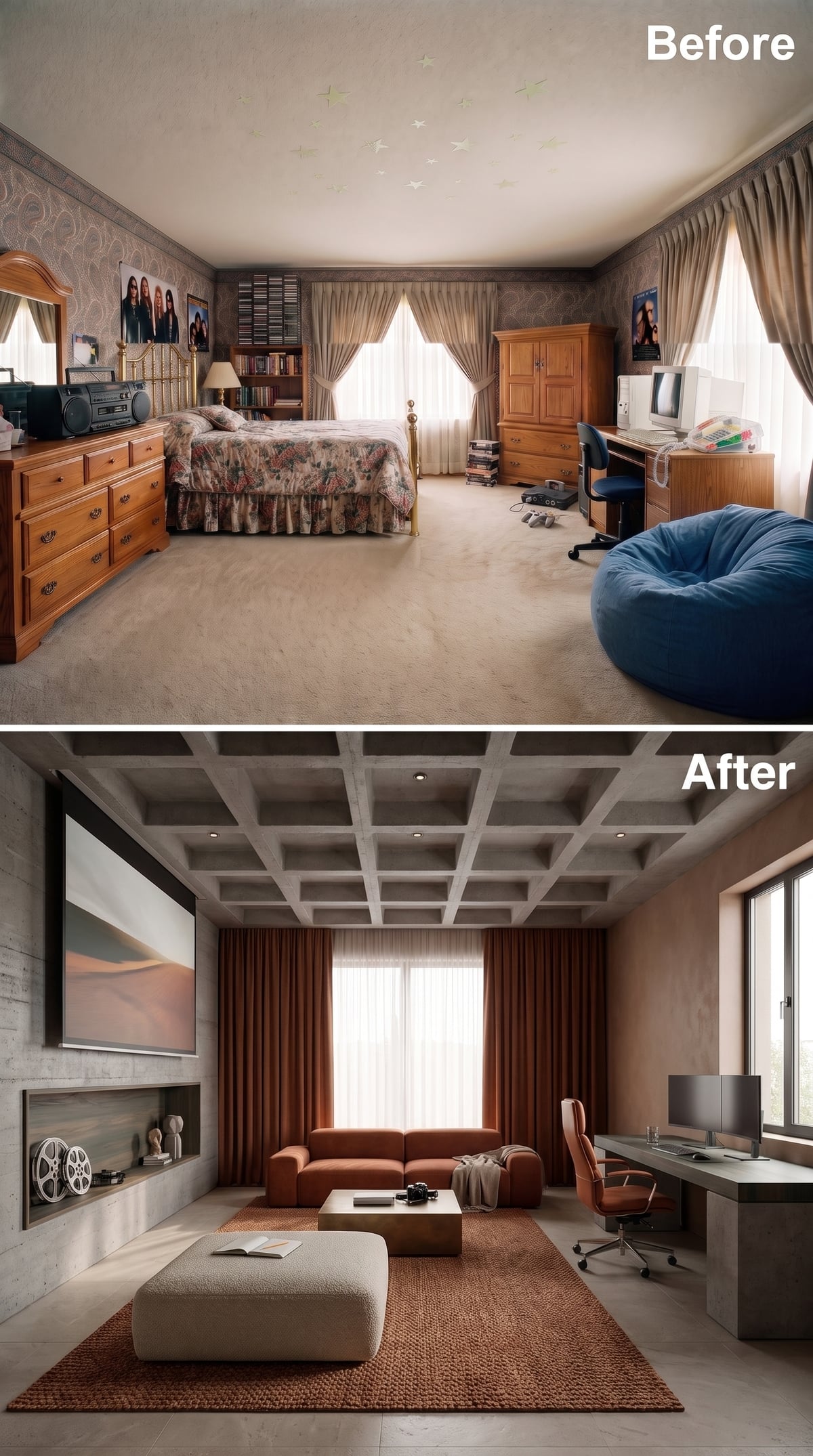 Concrete Coffers and Rust Velvet Find Common Ground
