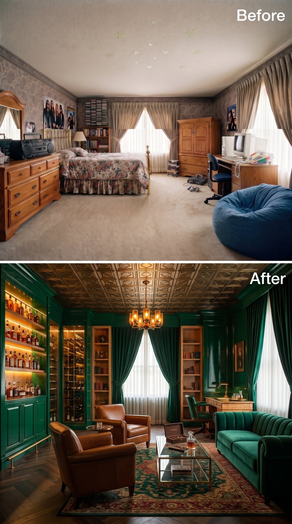 Hunter Green Lacquer, Tin Ceilings, and a Bar Wall Worth Staying Late For