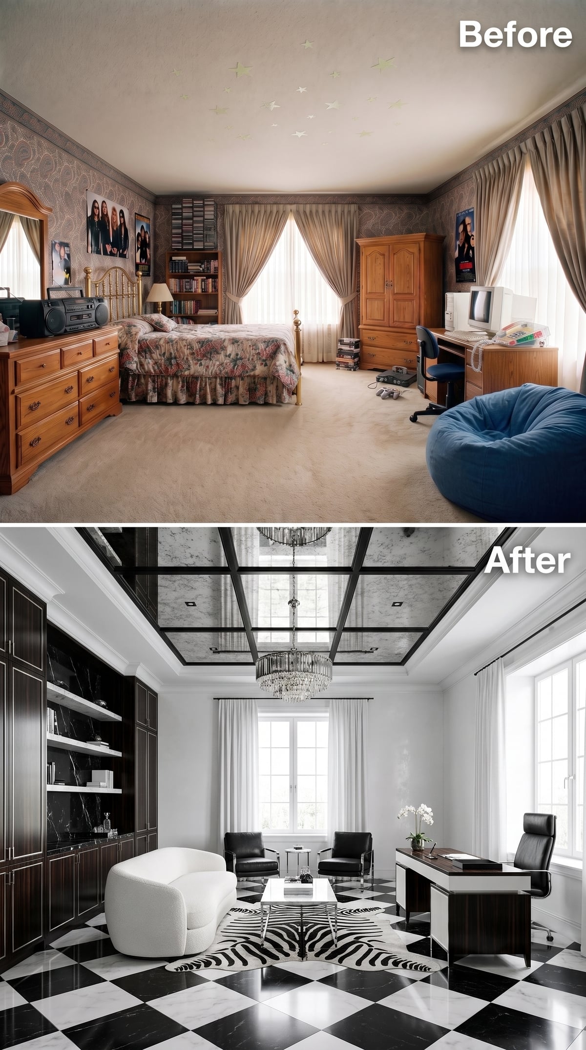 Marble Checks, Mirrored Ceilings, and a Sofa With Salon Ambitions
