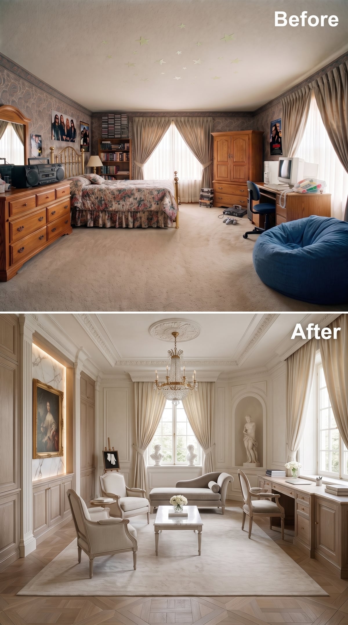 Plaster Medallion, Bergère Chairs, and a Writing Room That Knows Exactly What It Is