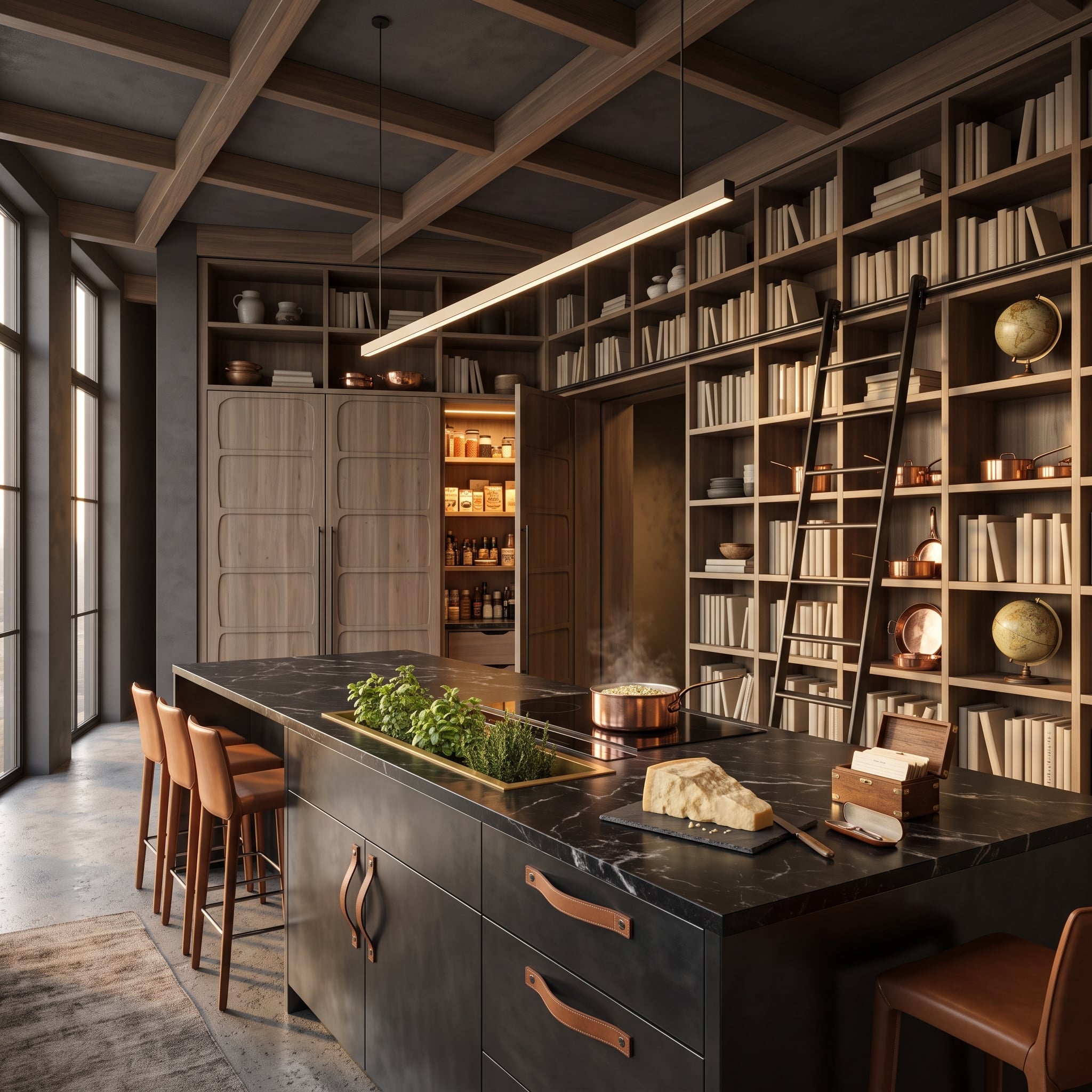 Leather Pulls, a Library Wall, and a Refrigerator the Pantry Tower Claimed