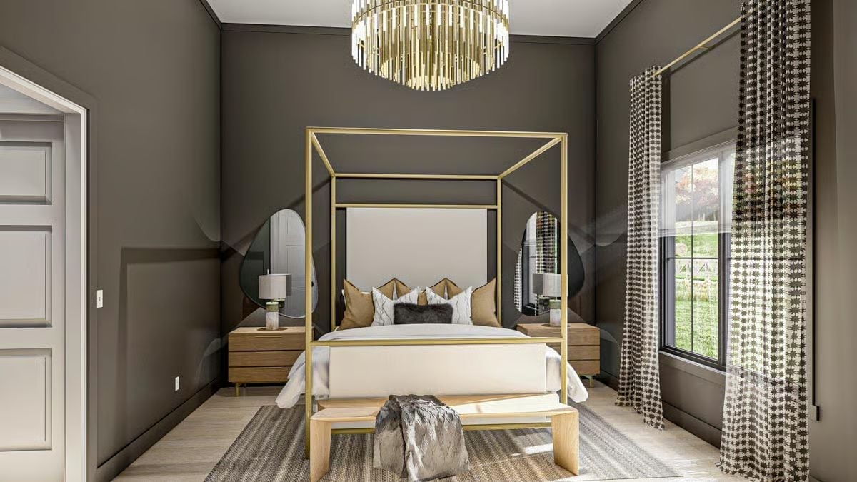 Gold Four-Poster Frame, a Crystal Chandelier, and Walls That Don't Ask Permission