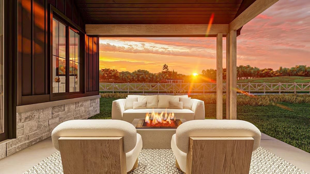Sunset Over the Pasture and a Fire Pit That Earns Its Place at Center