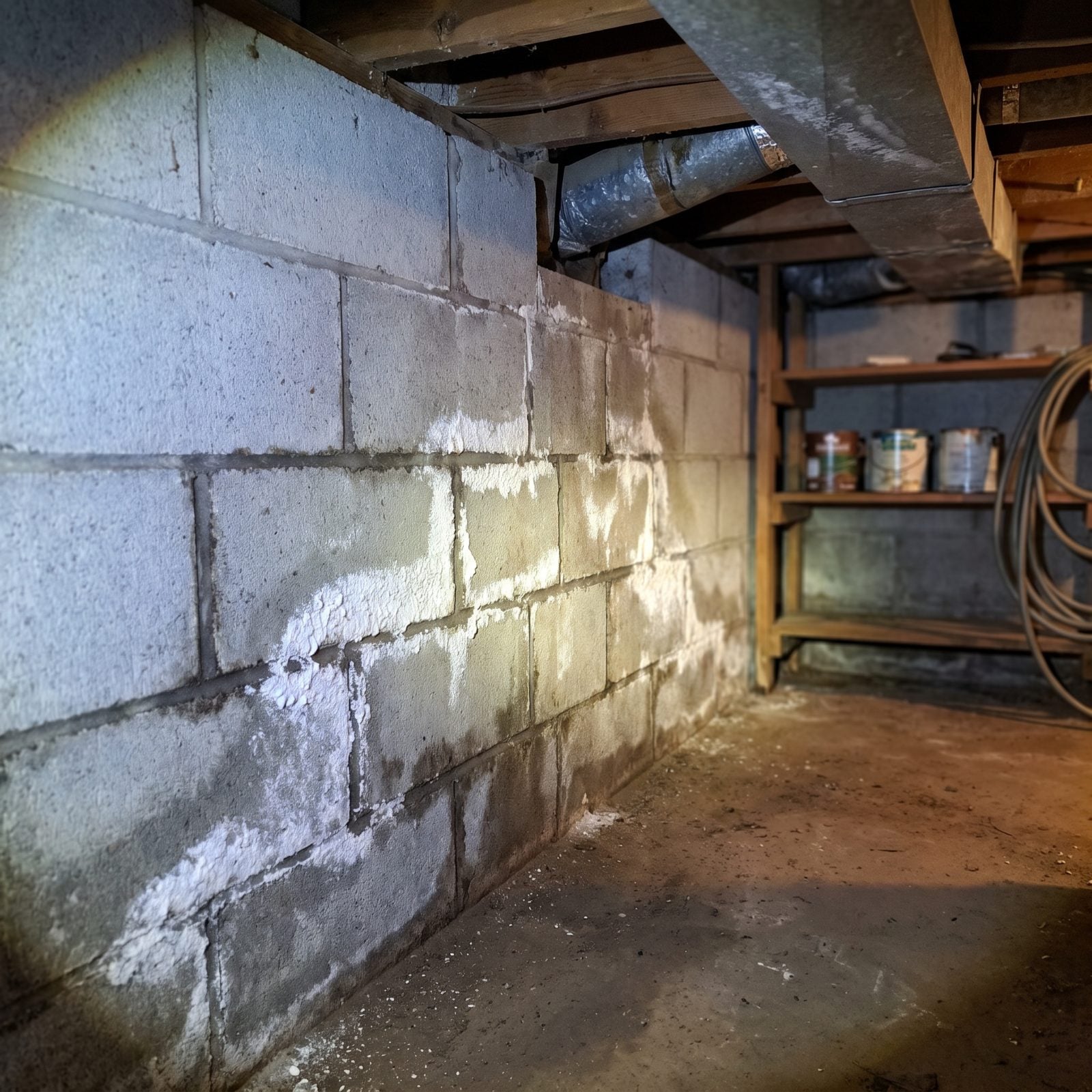 White Efflorescence on Exposed Foundation Walls