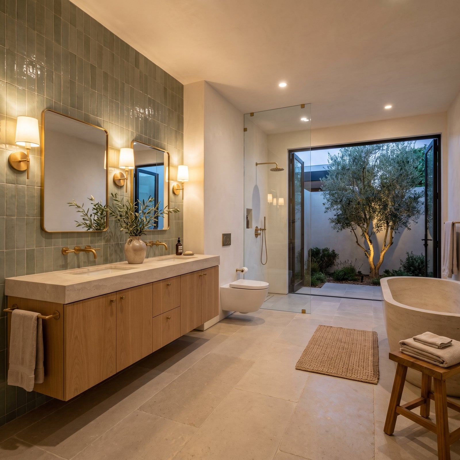 White Oak, Sun-Washed Plaster and One Sage Wall, California Modern Style