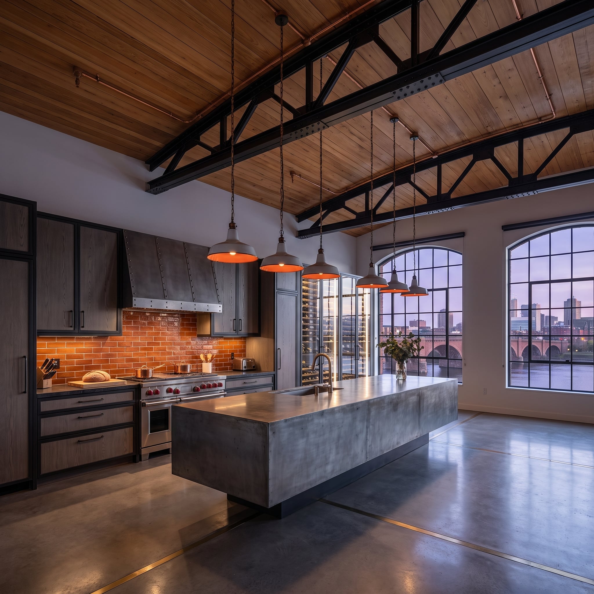 Steel Trusses, Copper Pipe, and a Concrete Island With a City View Worth the Rent