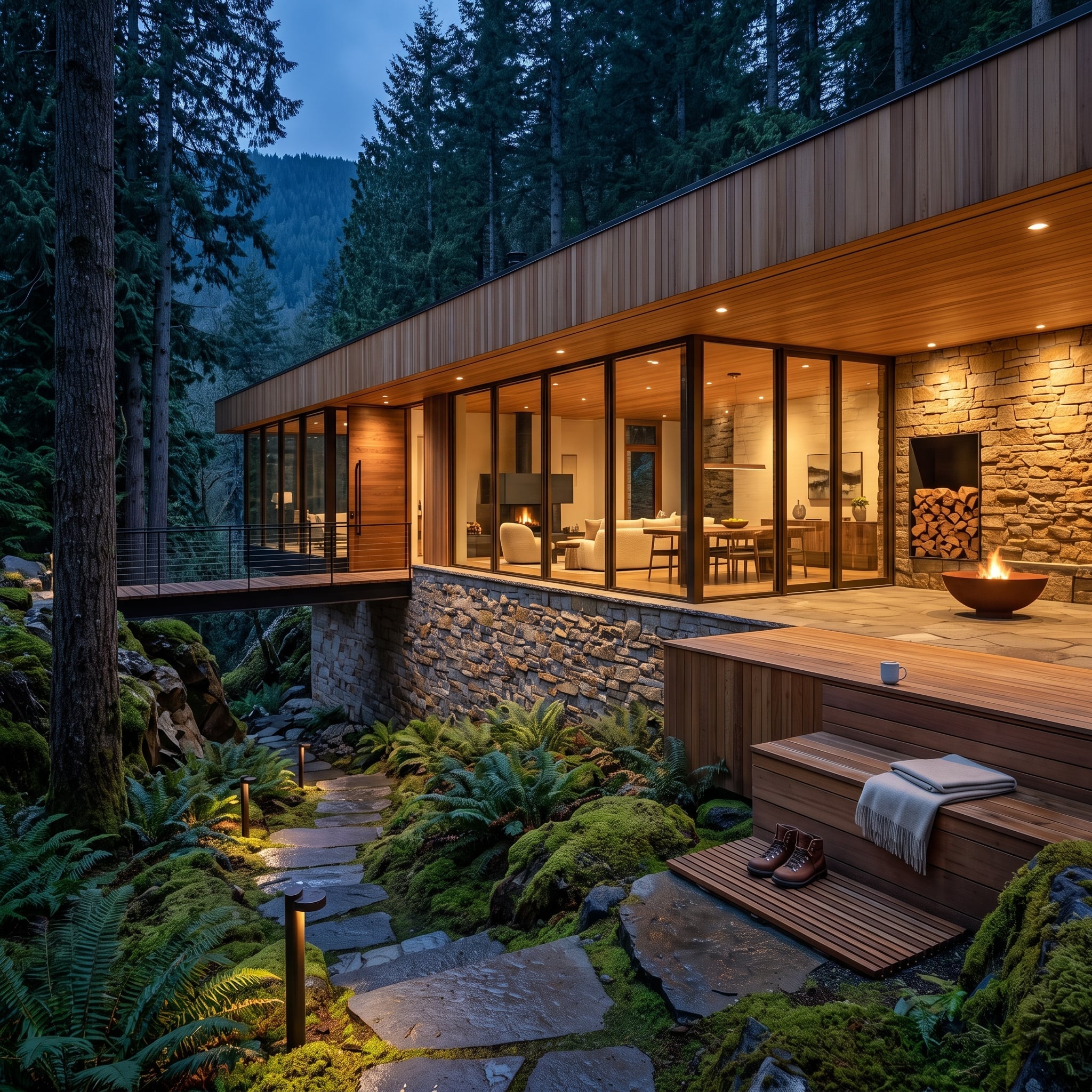 Cedar, Stone, and a Fire Bowl That Makes the Forest Feel Closer