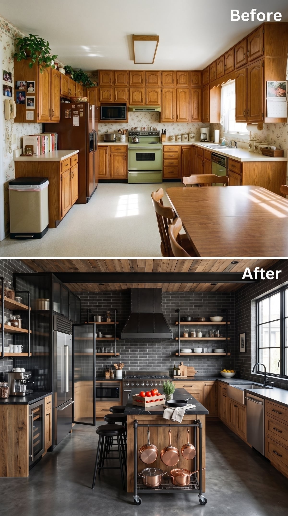 Black Tile and Raw Wood Turn the Kitchen Into a Working Loft