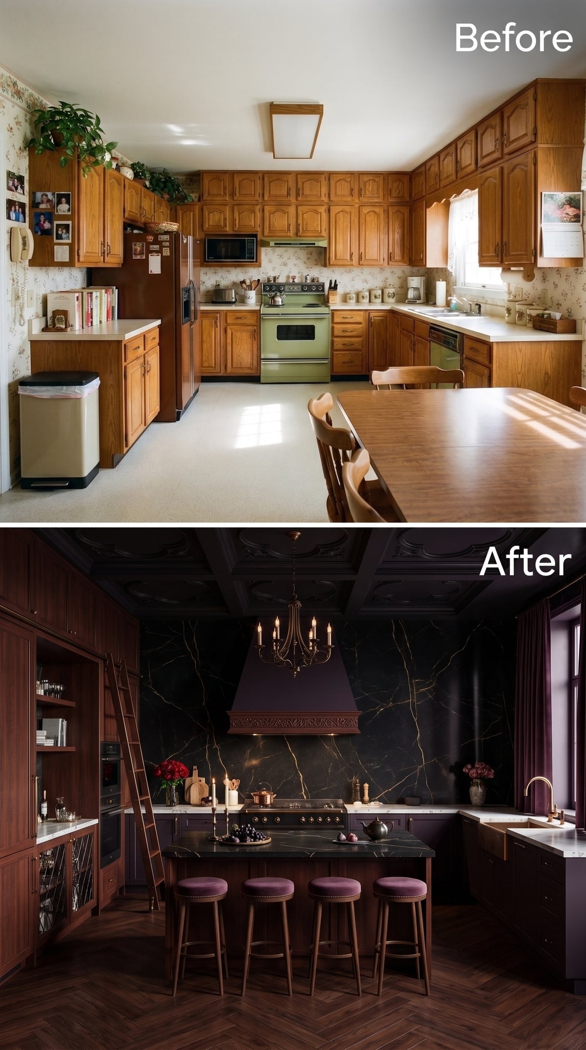 Black Marble and Plum Millwork Take the Idea to Its Darkest Extreme