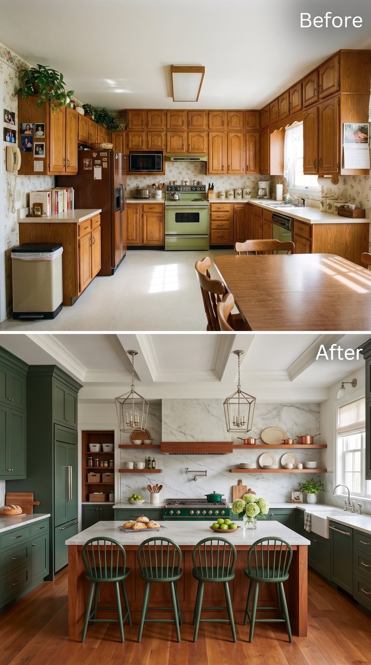 Forest Green, Walnut, and Marble Know Exactly Where Storage Should Stop